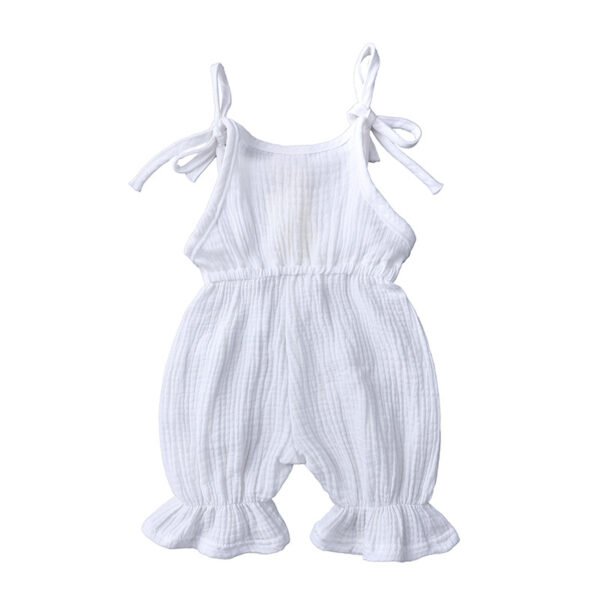 Liuliukd| Solid Cotton Linen Rompers Clothes Baby-White-Baby