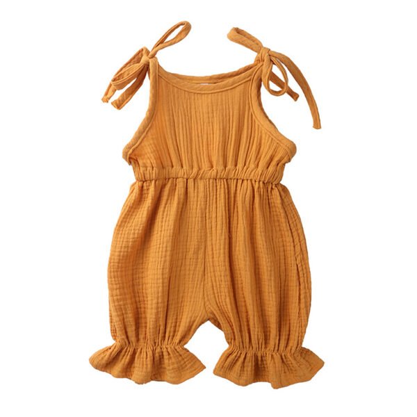 Liuliukd| Solid Cotton Linen Rompers Clothes Baby-Yellow-Baby