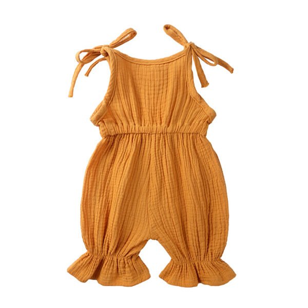 Liuliukd| Solid Cotton Linen Rompers Clothes Baby-Yellow-Baby