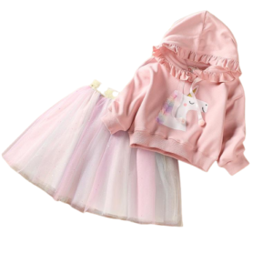 Liuliukd|Unicorn Hoodie Rainbow Gauze Skirt Kids Clothing Sets-Kids