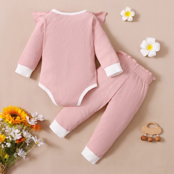 Liuliukd | Baby Girls Bodysuit & Pants Set-Pink-Baby