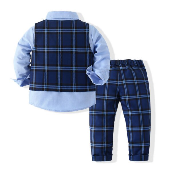 Liuliukd|Blue Plaid Boys Wedding Suits-Blue-Kids