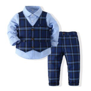 Liuliukd|Blue Plaid Boys Wedding Suits-Kids