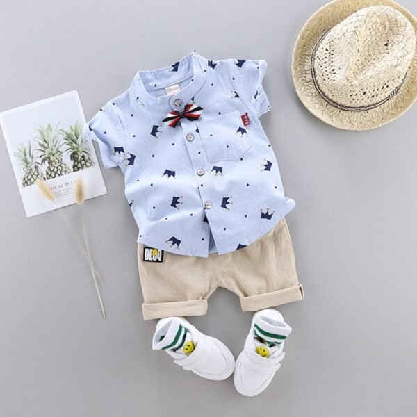 Liuliukd|Crown Print Toddler Boys Clothing-Blue-Kids