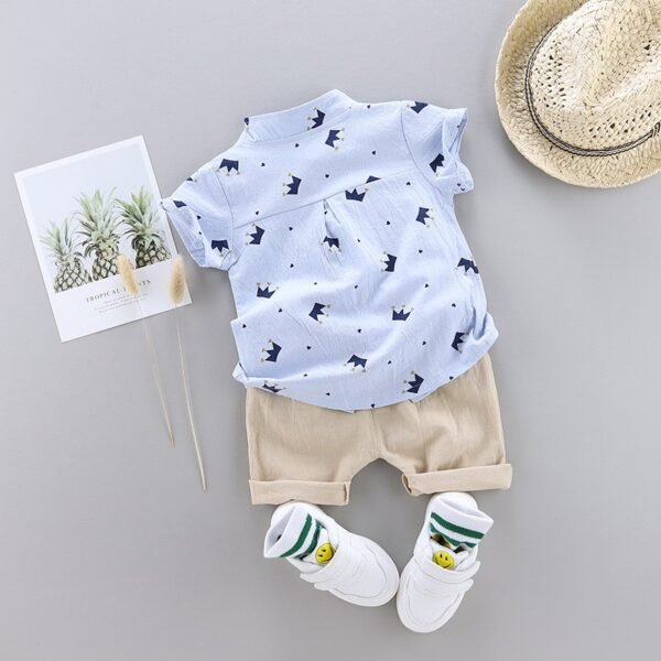 Liuliukd|Crown Print Toddler Boys Clothing-Blue-Kids