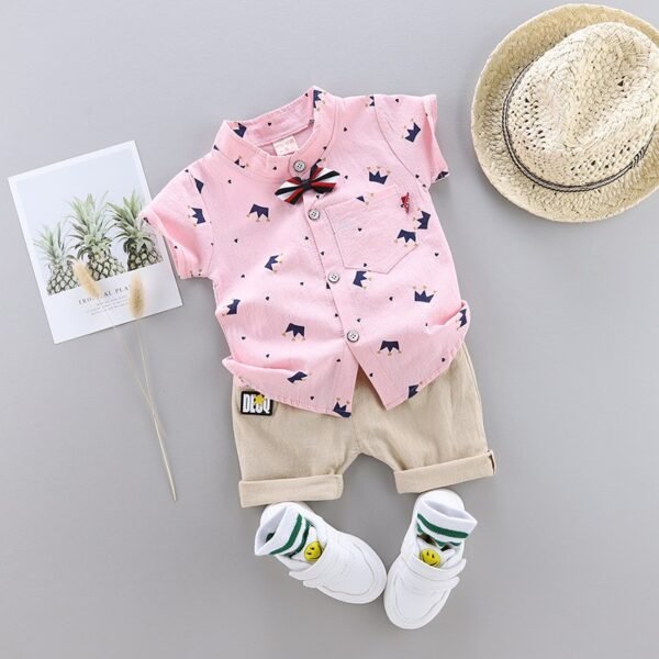 Liuliukd|Crown Print Toddler Boys Clothing-Pink-Kids