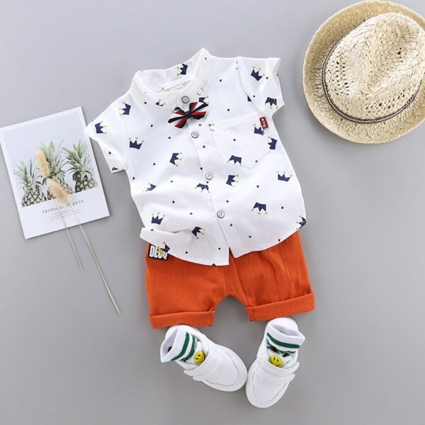 Liuliukd|Crown Print Toddler Boys Clothing-White-Kids