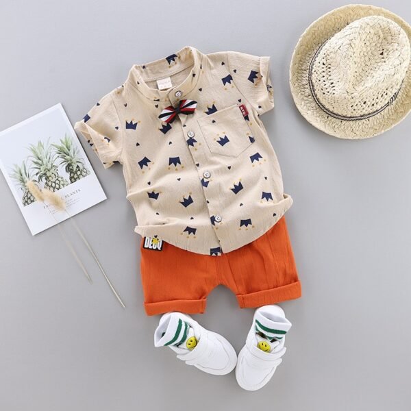 Liuliukd|Crown Print Toddler Boys Clothing-Yellow-Kids