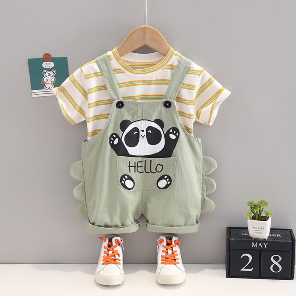 Liuliukd|Dinosaur Panda 2023 Summer Clothing-Green-Kids