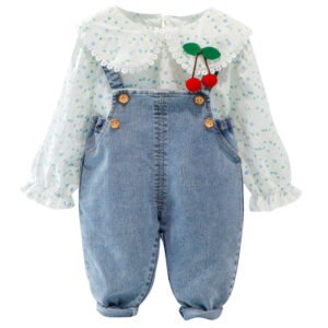 Liuliukd|Flower Cherry Girls Clothing Sets-Kids