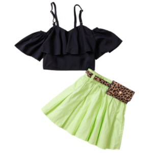 Liuliukd | Girls Off Shoulder Tops & Pleated Skirt Set-Kids