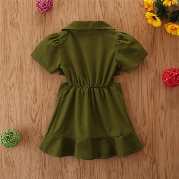 Liuliukd | Kids Girls Open Waist Dress-Army Green-Kids