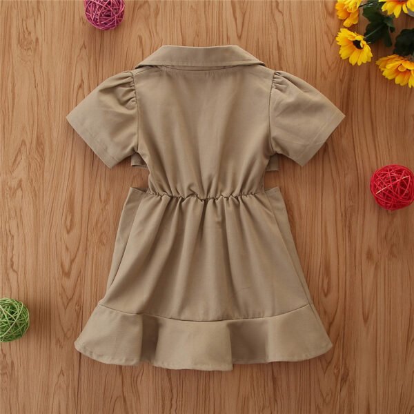 Liuliukd | Kids Girls Open Waist Dress-Khaki-Kids