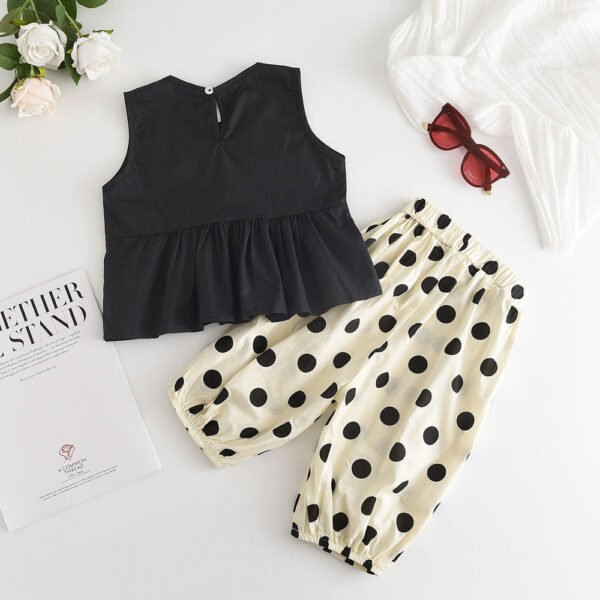 Liuliukd | Kids Girls Vest and Polka Dot Harlan Pants Set-Black-Kids