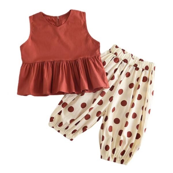 Liuliukd | Kids Girls Vest and Polka Dot Harlan Pants Set-Kids
