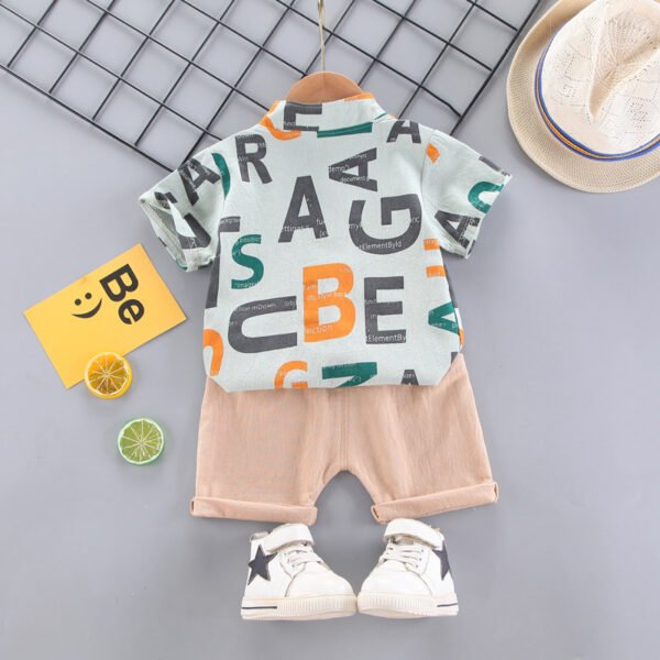 Liuliukd|Letter Short Sleeve Kids Boys Clothes-Green-Kids