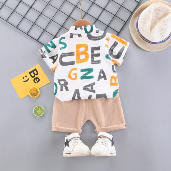 Liuliukd|Letter Short Sleeve Kids Boys Clothes-White-Kids