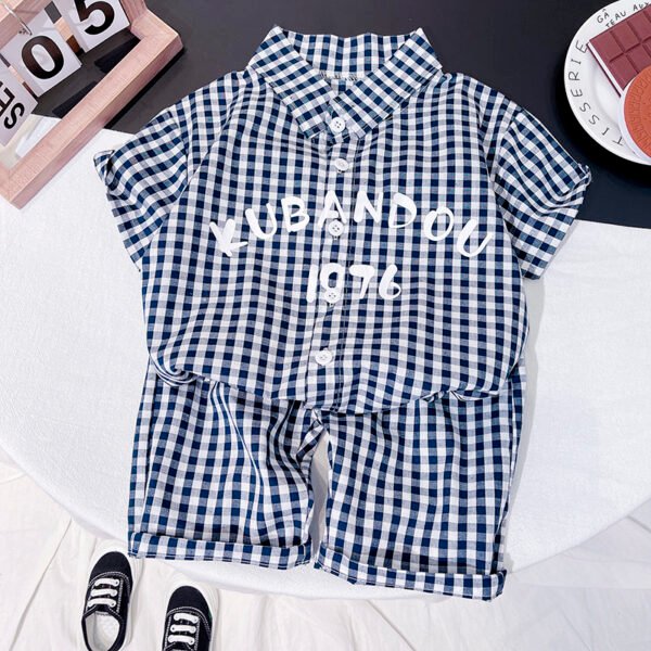Liuliukd|Plaid Boys Clothing Sets-Black-Kids