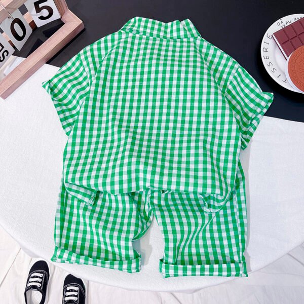 Liuliukd|Plaid Boys Clothing Sets-Green-Kids