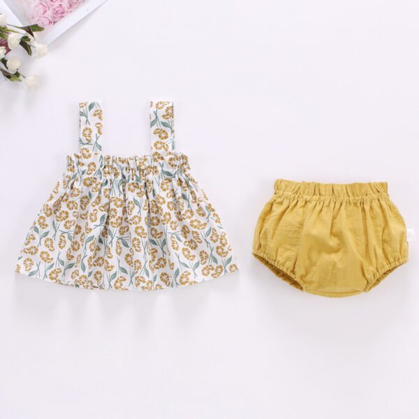 Liuliukd|Print Mini Dress And PP Shorts Baby Clothes-Leaf-Baby