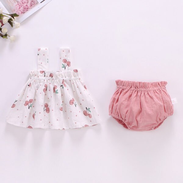 Liuliukd|Print Mini Dress And PP Shorts Baby Clothes-Pink Cherry-Baby