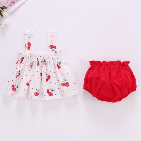 Liuliukd|Print Mini Dress And PP Shorts Baby Clothes-Red Cherry-Baby