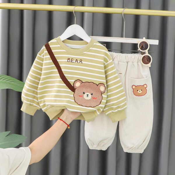 Liuliukd|Stripe Animal Baby Girl Clothes-Green-Kids