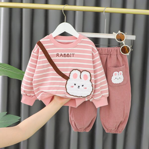 Liuliukd|Stripe Animal Baby Girl Clothes-Pink-Kids