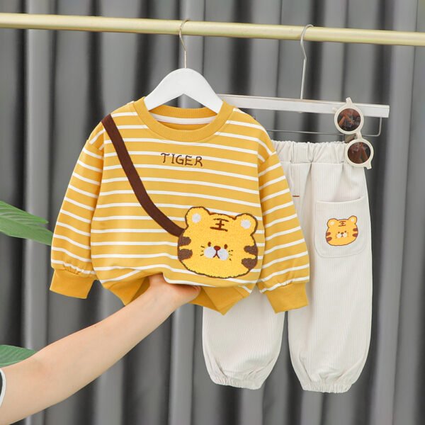 Liuliukd|Stripe Animal Baby Girl Clothes-Yellow-Kids