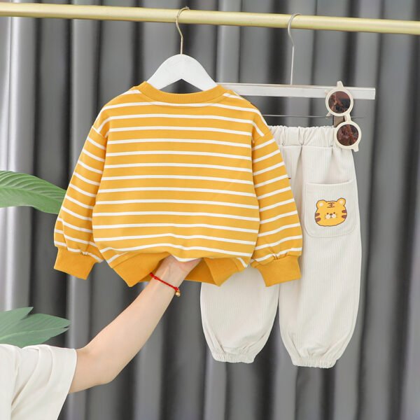 Liuliukd|Stripe Animal Baby Girl Clothes-Yellow-Kids