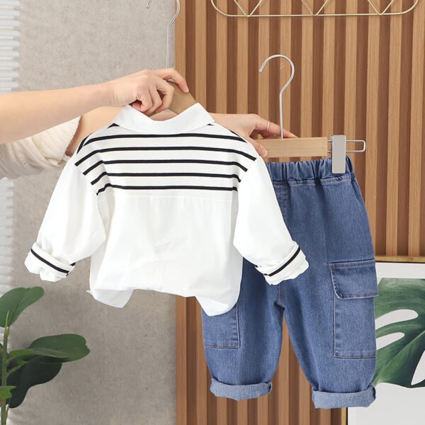 Liuliukd|Stripe Baby Boys Clothing Sets-White-Kids