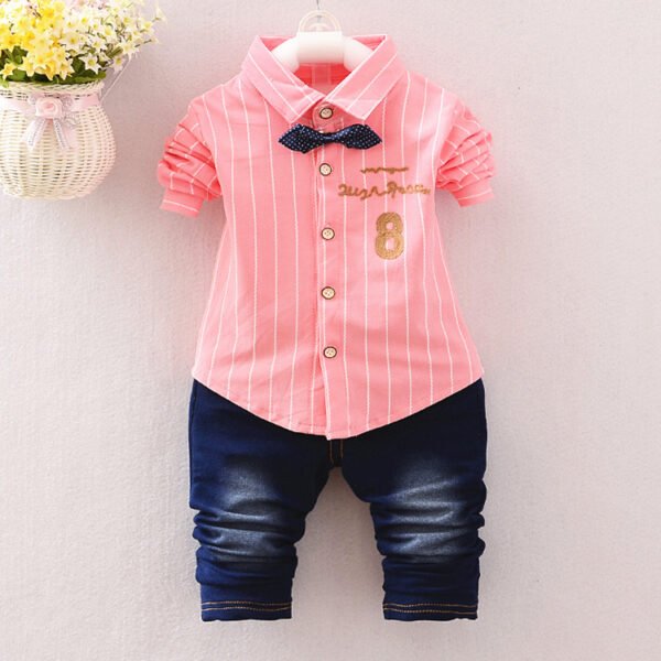Liuliukd|Stripe Number 8 Childrens Boutique Clothing-Pink-Kids