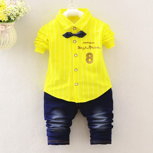 Liuliukd|Stripe Number 8 Childrens Boutique Clothing-Yellow-Kids