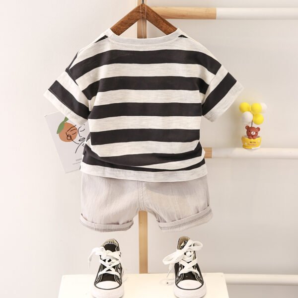 Liuliukd | Stripe T-shirt and Pants Set-Black-Kids