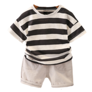 Liuliukd | Stripe T-shirt and Pants Set-Kids