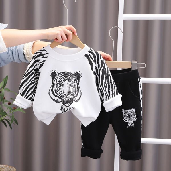 Liuliukd|Stripe Tiger Kids Outfits-White-Kids