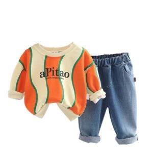 Liuliukd|Striped LetterTwo Piece Set Baby Set Clothes Boy-Kids