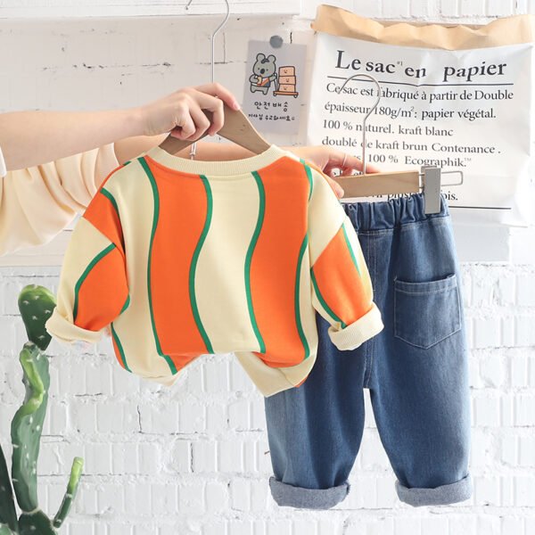 Liuliukd|Striped LetterTwo Piece Set Baby Set Clothes Boy-Orange-Kids