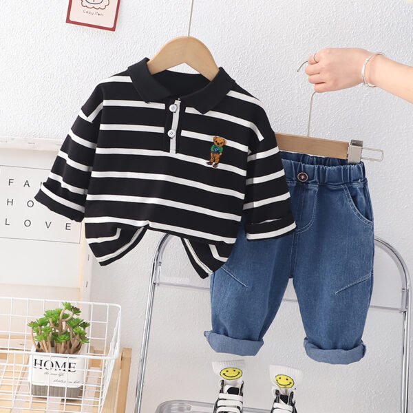 Liuliukd|Striped Polo Baby Boy Clothes-Black-Kids