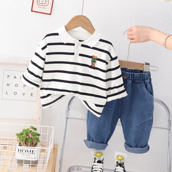 Liuliukd|Striped Polo Baby Boy Clothes-White-Kids