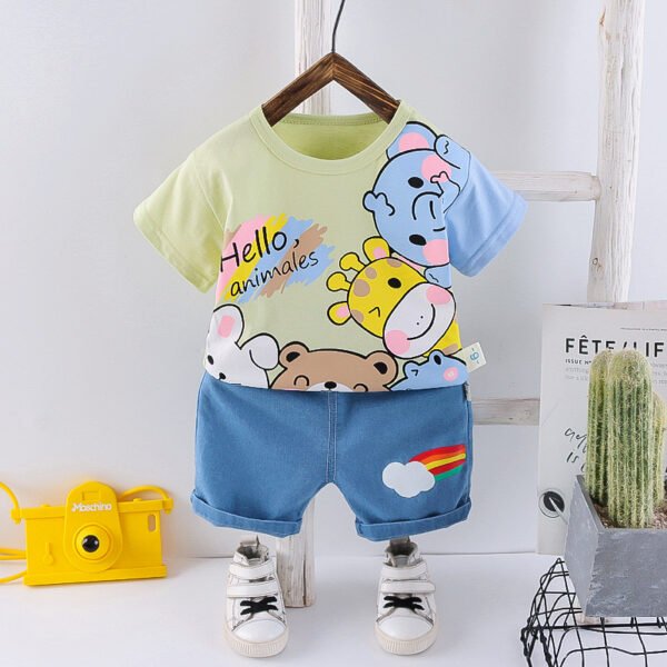 Liuliukd | Toddler Boy Animal T-shirt & Pants Sets-Green-Kids
