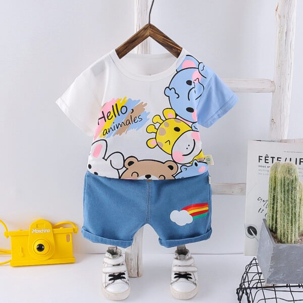Liuliukd | Toddler Boy Animal T-shirt & Pants Sets-White-Kids