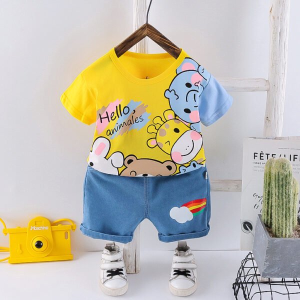 Liuliukd | Toddler Boy Animal T-shirt & Pants Sets-Yellow-Kids