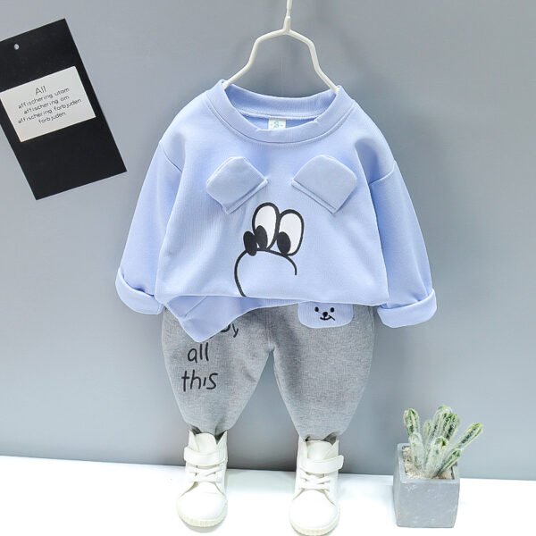 Liuliukd | Toddler Boys Big Ear Bear Sweatshirt and Pants Set-Blue-Kids