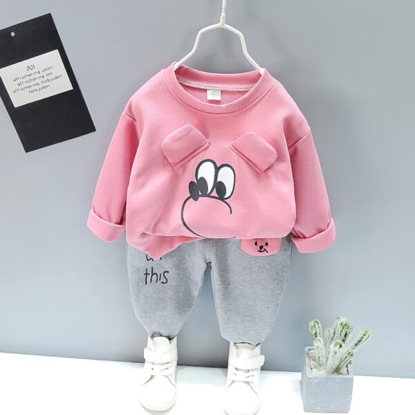 Liuliukd | Toddler Boys Big Ear Bear Sweatshirt and Pants Set-Pink-Kids