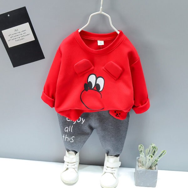 Liuliukd | Toddler Boys Big Ear Bear Sweatshirt and Pants Set-Red-Kids