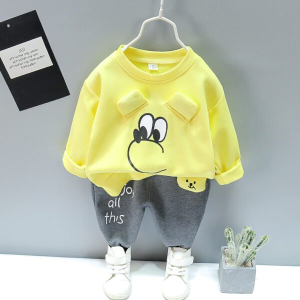 Liuliukd | Toddler Boys Big Ear Bear Sweatshirt and Pants Set-Yellow-Kids