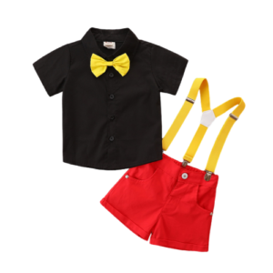 Liuliukd | Toddler Boys Lapel Shirt and Bib Shorts Set-Kids