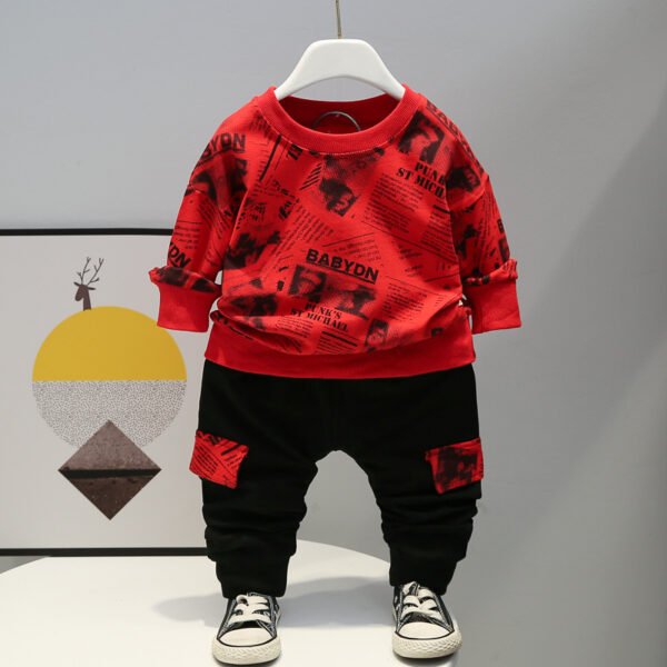 Liuliukd | Toddler Boys Letter Tracksuits-Red-Kids