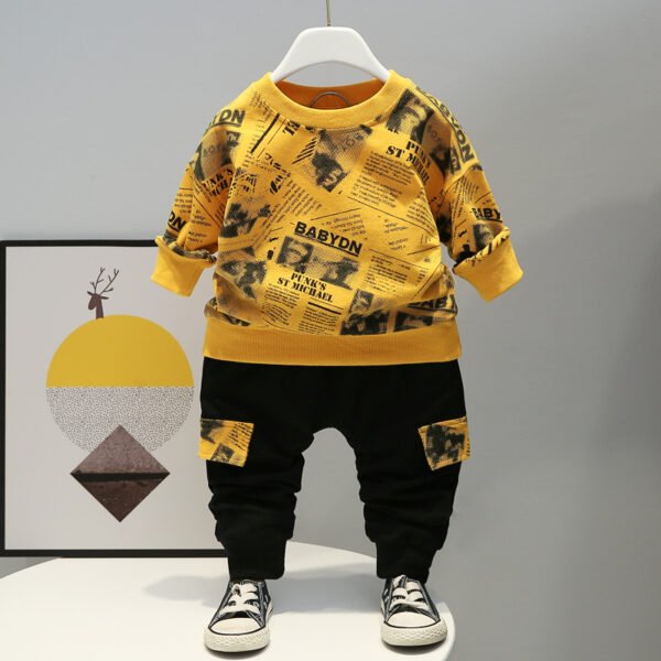 Liuliukd | Toddler Boys Letter Tracksuits-Yellow-Kids